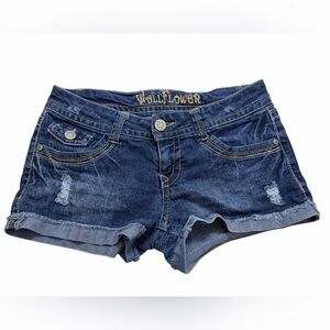 Wallflower - Y2K Low Rise Denim Cut Off Embellished Jean Shorts